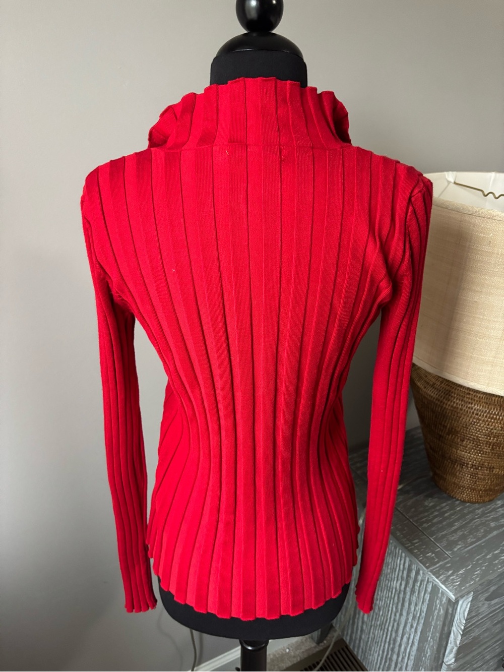 Belldini Red Rhinestone Zip Front Ribbed Cardigan Sweater – Small - Picture 4 of 4